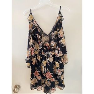 Black floral romper